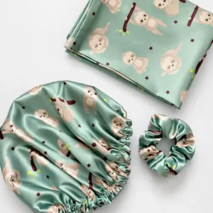 ست مراقبت از مو ساتن (کلاه + کش مو + روبالشی)