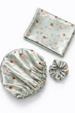 ست مراقبت از مو ساتن (کلاه + کش مو + روبالشی)